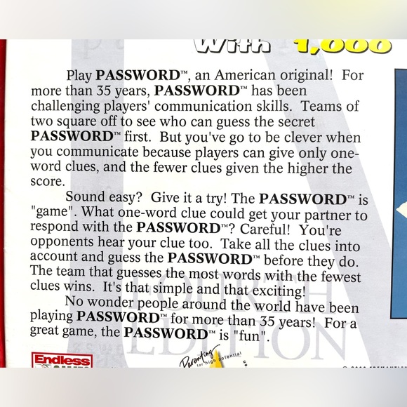 NIB Password Fourth Edition - The Classic Word Association Game - Endless Games - Picture 7 of 9